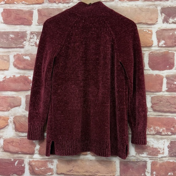 Ann Taylor Loft Cardigan Sweater Women's XS Burgundy Red Chenille Open Front - Picture 4 of 8